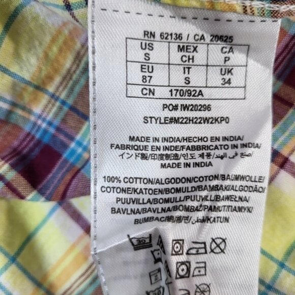 Guess Yellow Plaid Collared Button Up Shirt - Picture 9 of 10